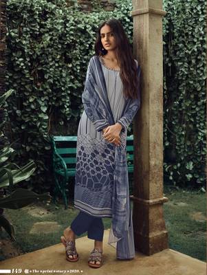 Blue geometric print crepe salwar 1
