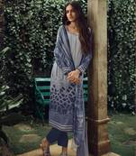 Blue geometric print crepe salwar