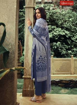 Blue geometric print crepe salwar 2
