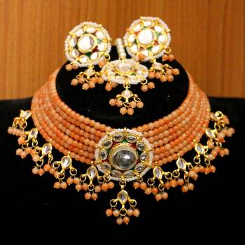 Orange crystal necklace-sets 1