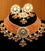 Orange crystal necklace-sets