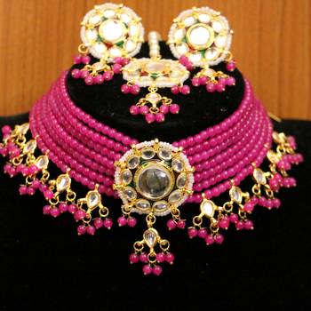 Pink crystal necklace-sets 1