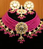 Pink crystal necklace-sets