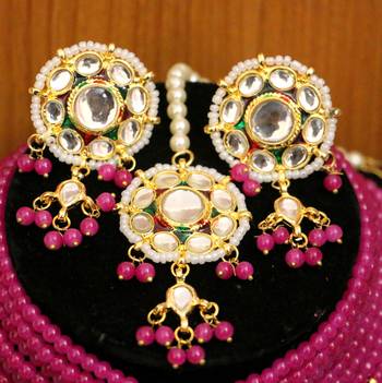 Pink crystal necklace-sets 2