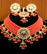 Orange crystal necklace-sets