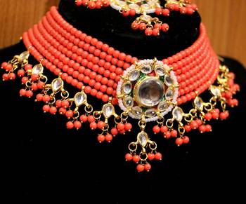 Orange crystal necklace-sets 3