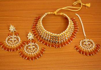 Orange crystal necklace-sets 1