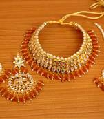 Orange crystal necklace-sets