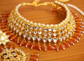 Orange crystal necklace-sets 2