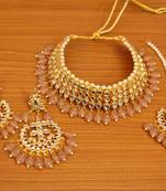 Beige crystal necklace-sets