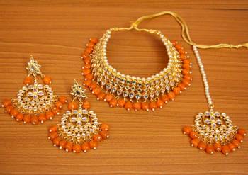 Orange crystal necklace-sets 1