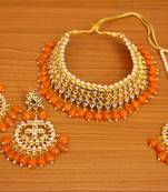 Orange crystal necklace-sets