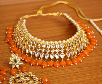 Orange crystal necklace-sets 2