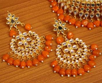 Orange crystal necklace-sets 3