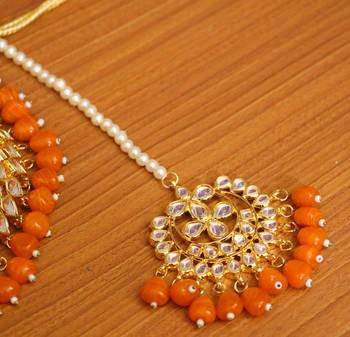 Orange crystal necklace-sets 4