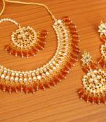 Orange crystal necklace-sets