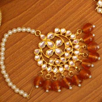 Orange crystal necklace-sets 3