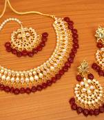 Maroon crystal necklace-sets
