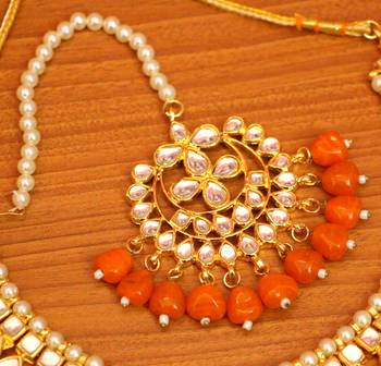 Orange crystal necklace-sets 2