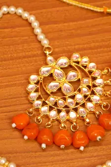 Orange crystal necklace-sets