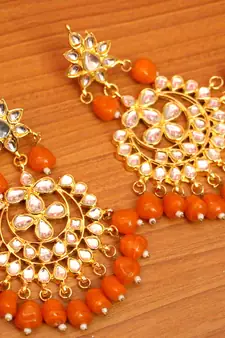 Orange crystal necklace-sets