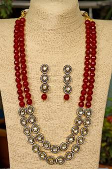 Red onyx necklace-sets