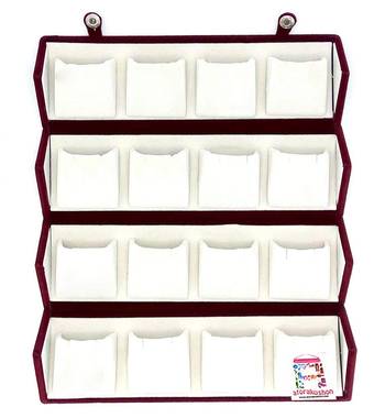 atorakushon Velvet 16 Pair Earrings Organizer Jewellery Box for Women and Girls cream 1