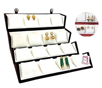 atorakushon Velvet 16 Pair Earrings Organizer Jewellery Box for Women and Girls cream 3