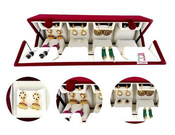 atorakushon Velvet 16 Pair Earrings Organizer Jewellery Box for Women and Girls cream 4
