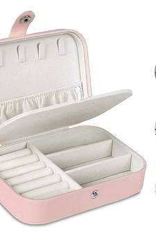 ATORAKUSHON PU LEATHER JEWELLERY BOX RING BOX EARRINGS NECKLACE ORGANISER CREAM FOR WOMEN'S 1pcs