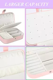 ATORAKUSHON PU LEATHER JEWELLERY BOX RING BOX EARRINGS NECKLACE ORGANISER CREAM FOR WOMEN'S 1pcs