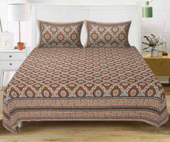 TEXSTYLERS 220 TC Super King Size 100% Cotton Jaipuri Print Bedsheet with 2 Pillow Covers 1