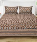 TEXSTYLERS 220 TC Super King Size 100% Cotton Jaipuri Print Bedsheet with 2 Pillow Covers