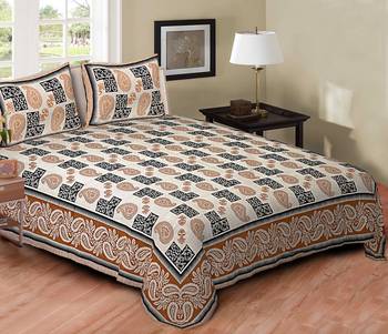 TEXSTYLERS 220 TC Super King Size 100% Cotton Jaipuri Print Bedsheet with 2 Pillow Covers 1