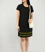 Black plain crepe short-dresses