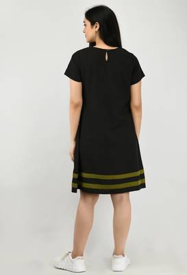 Black plain crepe short-dresses 2