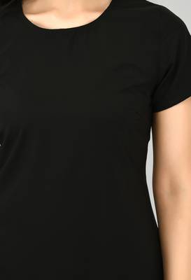 Black plain crepe short-dresses 4