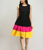 Red plain crepe short-dresses