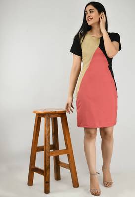 Multicolor plain crepe short-dresses 1