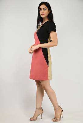 Multicolor plain crepe short-dresses 3