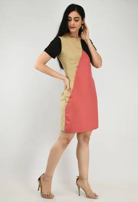 Multicolor plain crepe short-dresses 5