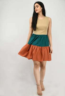 Multicolor plain crepe short-dresses 1
