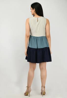 Multicolor plain crepe short-dresses 2