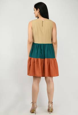 Multicolor plain crepe short-dresses 2