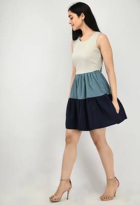 Multicolor plain crepe short-dresses 3