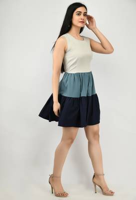 Multicolor plain crepe short-dresses 5