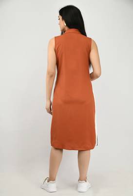 Brown plain crepe short-dresses 2