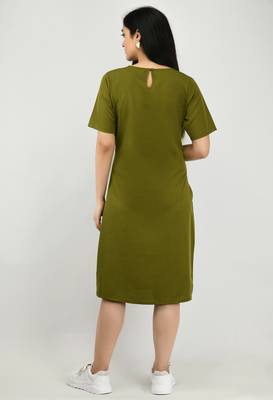 Green plain crepe short-dresses 2