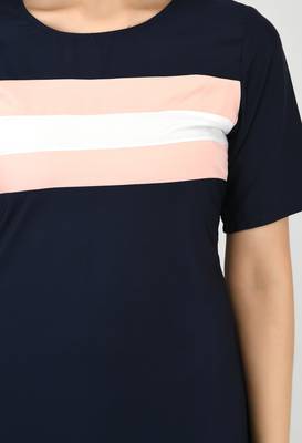 Navy-blue plain crepe short-dresses 4