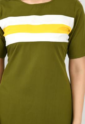 Green plain crepe short-dresses 4